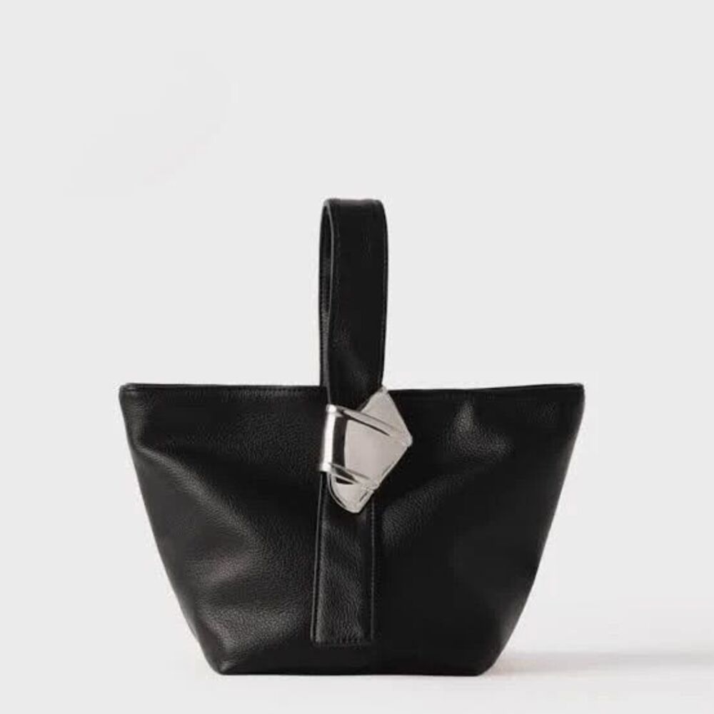 Merit Beauty x Brandon Maxwell Black Faux Leather Mini Tote Bag NWT